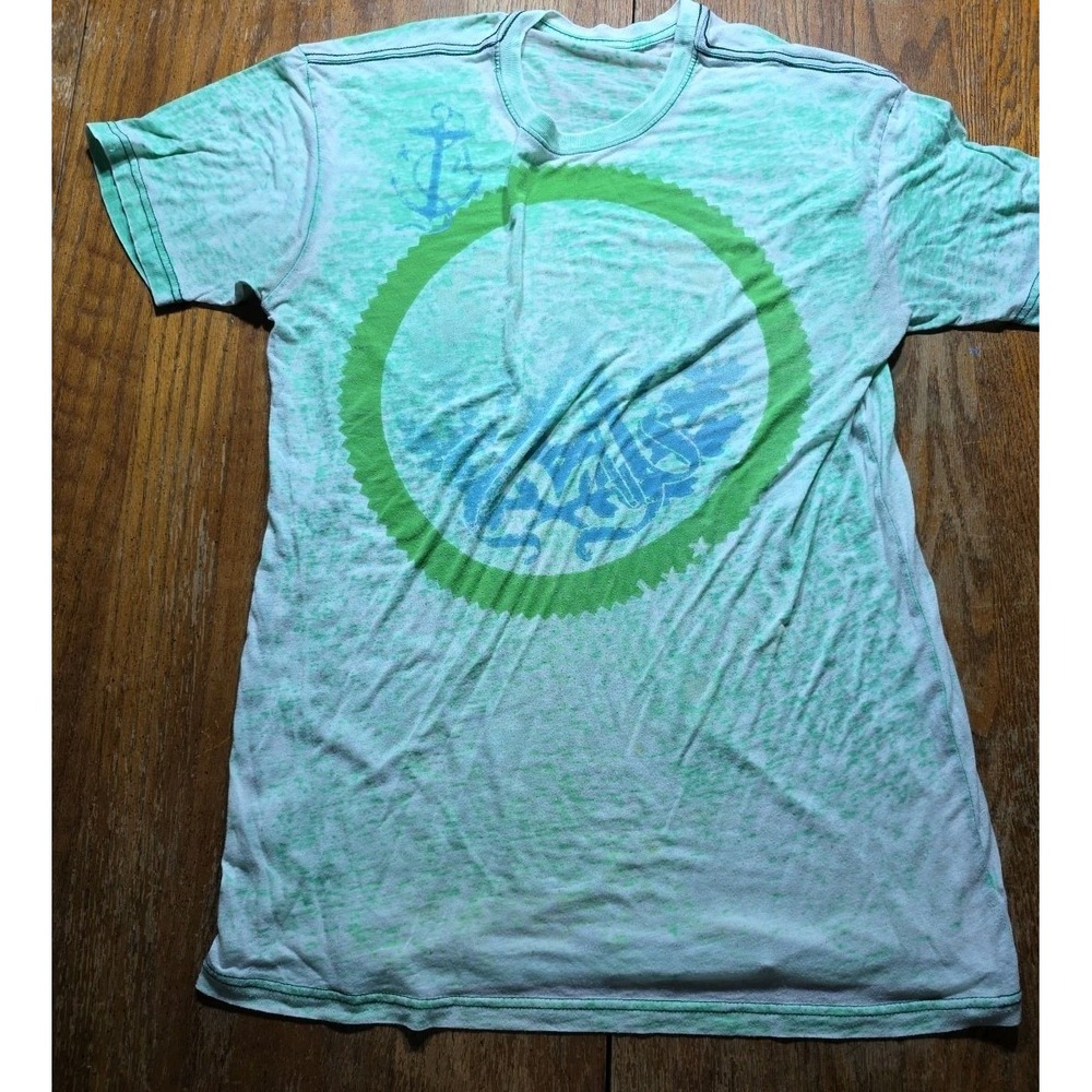 Archaic by Affliction Shirt Mens XL Grunge Goth Y2K Burnout Green Faded